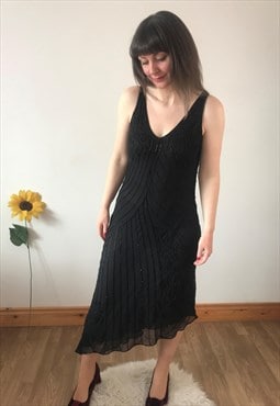 Vintage Black Beaded MIDI dress