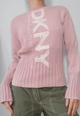 Vintage DKNY Pink Gorpcore printed Sweater