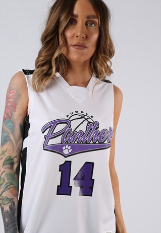 VINTAGE BASKETBALL JERSEY VEST TOP PANTHERS UK 10 S (ACJ)