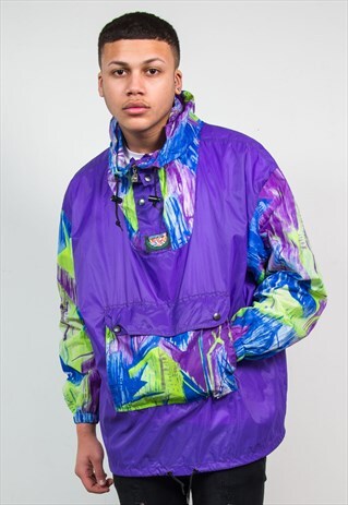 K-WAY WATERPROOF CAGOULE JACKET WAVEY 90S
