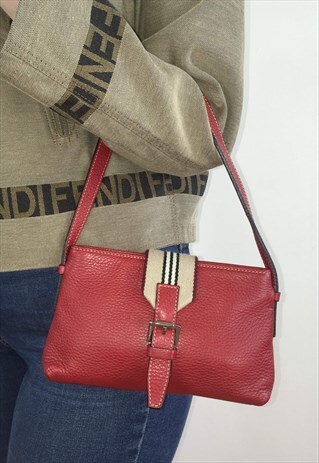 WOMENS BURBERRY HANDBAG RED NOVA STRIPE BAG PURSE