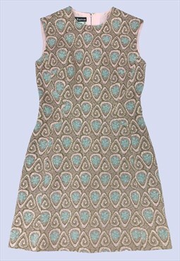 Vintage 60s DLBarron Pink Blue Glitter Thread Mini Dress