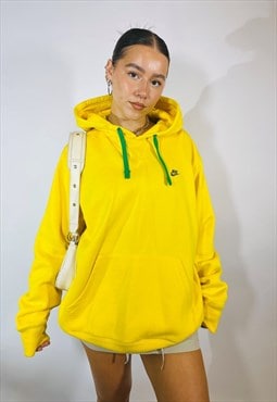 Vintage Y2K 00s Nike Yellow Embroidered Oversized Hoodie
