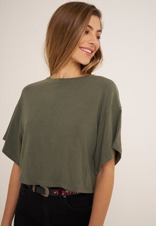 JUNGLE GREEN WIDE SLEEVE T-SHIRT