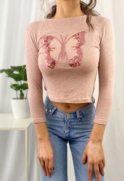 Pink butterfly top. 