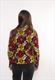 90S ABSTRACT PRINT COLORFUL BLOUSE, VINTAGE WOMAN MULTICOLOR