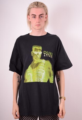MENS VINTAGE T-SHIRT TOP XL BLACK 90S