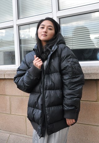 BLACK PUFFER BOMBER JACKET