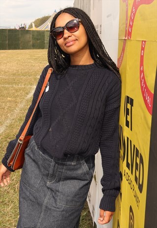 HARVEY NICHOLS NAVY BLUE KNIT COTTON JUMPER
