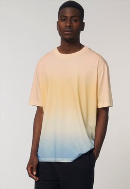54 Floral Rainbow Blend Bleach T-Shirt - Cream/Blue