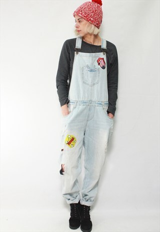VINTAGE 90' OLDSCHOOL DENIM JUMPSUIT WITH SEW-ON BADGE