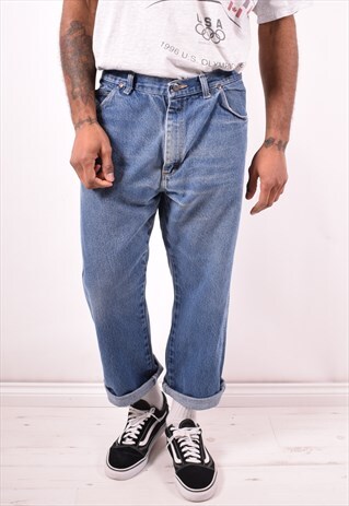 WRANGLER MENS VINTAGE JEANS W38 L28 BLUE 90S