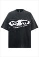 EYE PRINT T-SHIRT GOTH TEE CREEPY TOP IN VINTAGE ACID BROWN