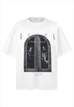 Gothic t-shirt renaissance print top artwork tee off white
