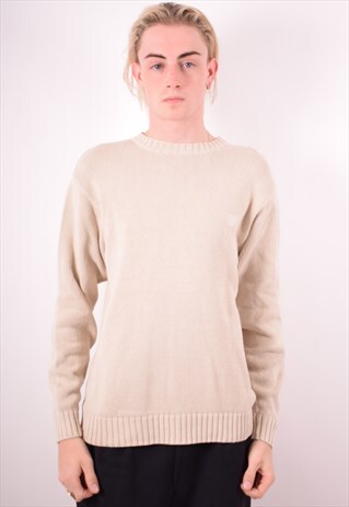 TIMBERLAND MENS VINTAGE JUMPER SWEATER SMALL BEIGE 90S