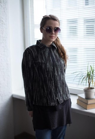 VINTAGE 90'S BLACK/WHITE PATTERNED LONG SLEEVES JACKET