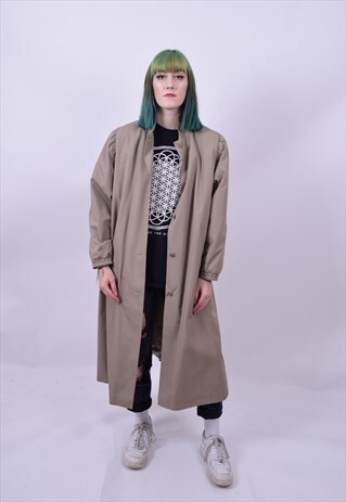 VINTAGE 70'S KHAKI TRENCH COAT GRANNY MAC SIZE LARGE