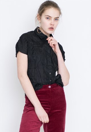 VINTAGE BLACK SHORT SLEEVE RETRO TOP