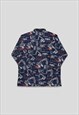VINTAGE 90S FUBU REPEAT ALL-OVER-PRINT SHIRT IN NAVY BLUE
