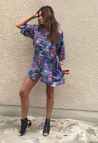 PATTERNED OVERSIZED RETRO VINTAGE UNISEX FESTIVAL SHIRT