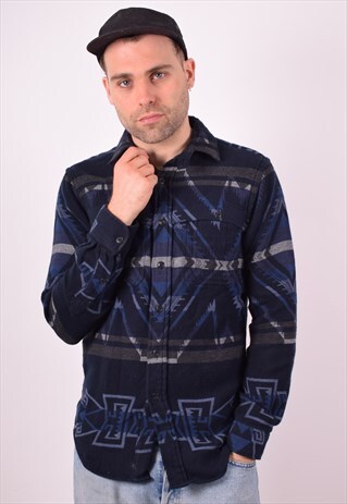 POLO RALPH LAUREN MENS VINTAGE AZTEC FLANNEL SHIRT SMALL MUL