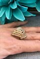 GOLD COLOURED HEART STATEMENT RING