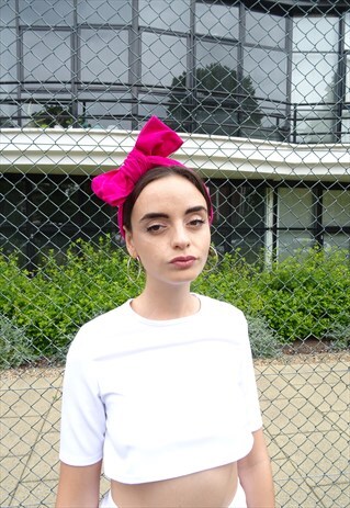 PINK VELVET BOW HAIRWRAP