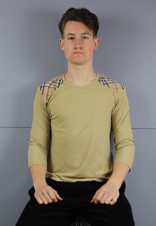 VINTAGE BURBERRY NOVACHECK LONGSLEEVE SWEATSHIRT IN LIGHT BR