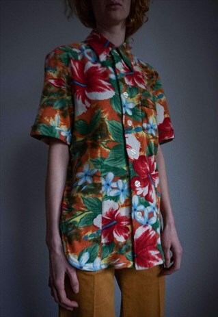 VINTAGE D&G WOOL HAWAIIAN FLORAL SHIRT