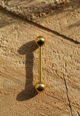 Unisex Stainless Steel Gold Nipple and Tongue Piercing