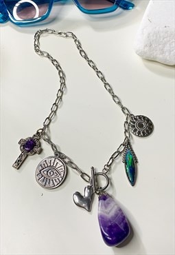 Silver Boho Charm Necklace