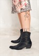 VINTAGE COWBOY BOOTS 90S LEATHER WESTERN BOOTS IN BLACK