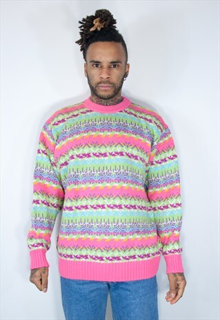 VINTAGE PATTERN RAINBOW JUMPER