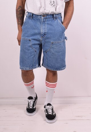 CARHARTT MENS VINTAGE DENIM SHORTS W32 BLUE 90S
