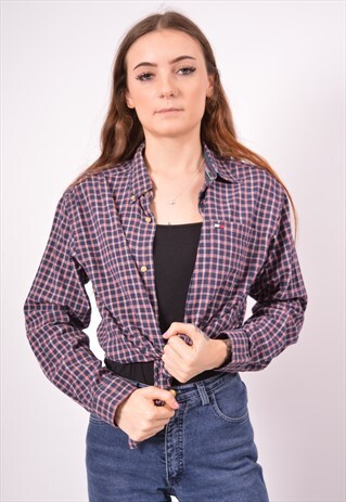 VINTAGE TOMMY HILFIGER SHIRT CHECK NAVY BLUE