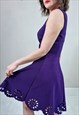Vintage Y2K Purple Square Neck Cut Out Hem Dress