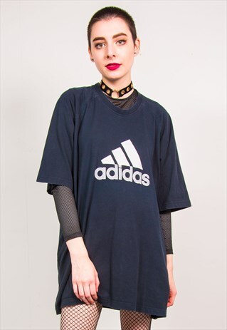 ADIDAS VINTAGE 90'S BLACK OVERSIZED T-SHIRT