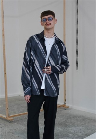 VINTAGE 90S RELAXED FIT LONG SLEEVE WATERCOLOR MEN SHIRT L