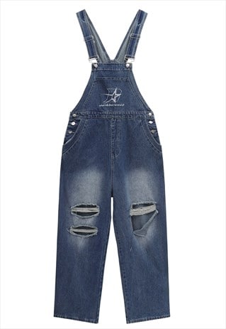 Denim dungarees jean overalls bleached jumpsuit in acid blue