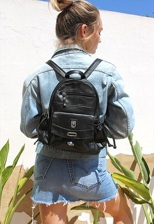BLACK LEATHER RUCKSACK