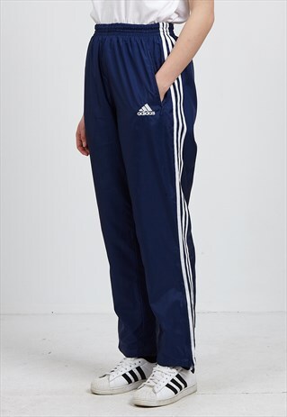 VINTAGE RETRO NAVY ADIDAS TRACK BOTTOMS JOGGERS