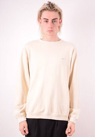 NIKE MENS VINTAGE SWEATSHIRT JUMPER MEDIUM WHITE 90S