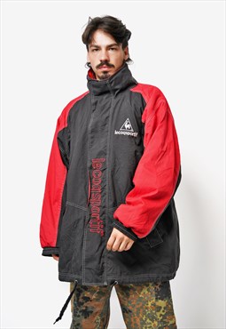 Le Coq Sportif vintage padded hooded parka black red Warm 