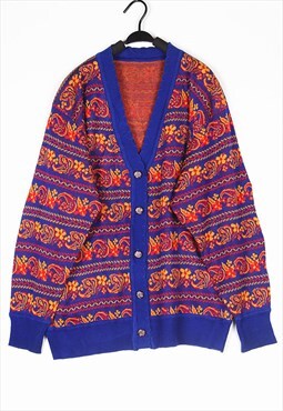 Red Patterned wool knitwear Cardigan jumper knit 