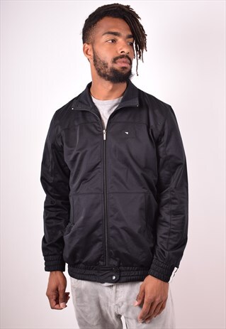 DIADORA MENS VINTAGE TRACKSUIT TOP JACKET LARGE BLACK 90S