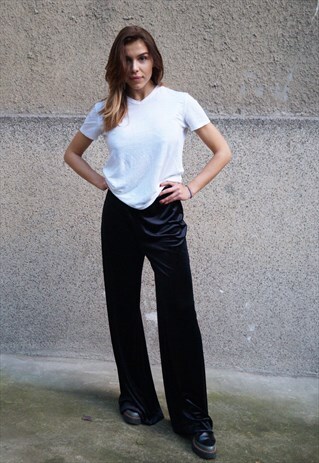 BLACK VELVET PANTS/WIDE LEG PANTS/ FLARE TROUSERS/F1207
