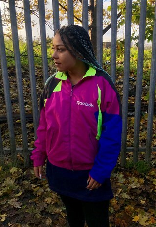 VINTAGE REEBOK CRAZY PINK SHELL TRACKSUIT BOMBER JACKET