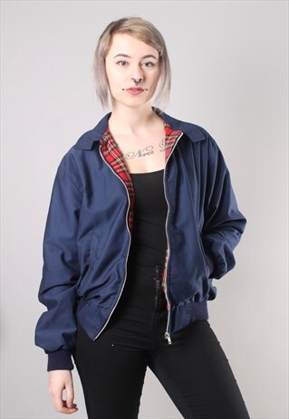 VINTAGE 90S BLUE HARRINGTON BOMBER JACKET