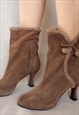 90S VINTAGE LEOPOLDO GIORDANO BEIGE ITALIAN SUEDE HEELS, 37 