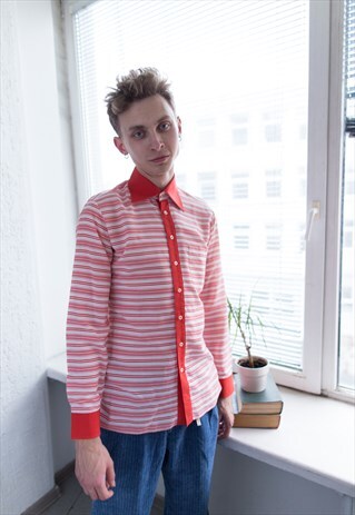 VINTAGE 70'S WHITE/RED STRIPES SHIRT